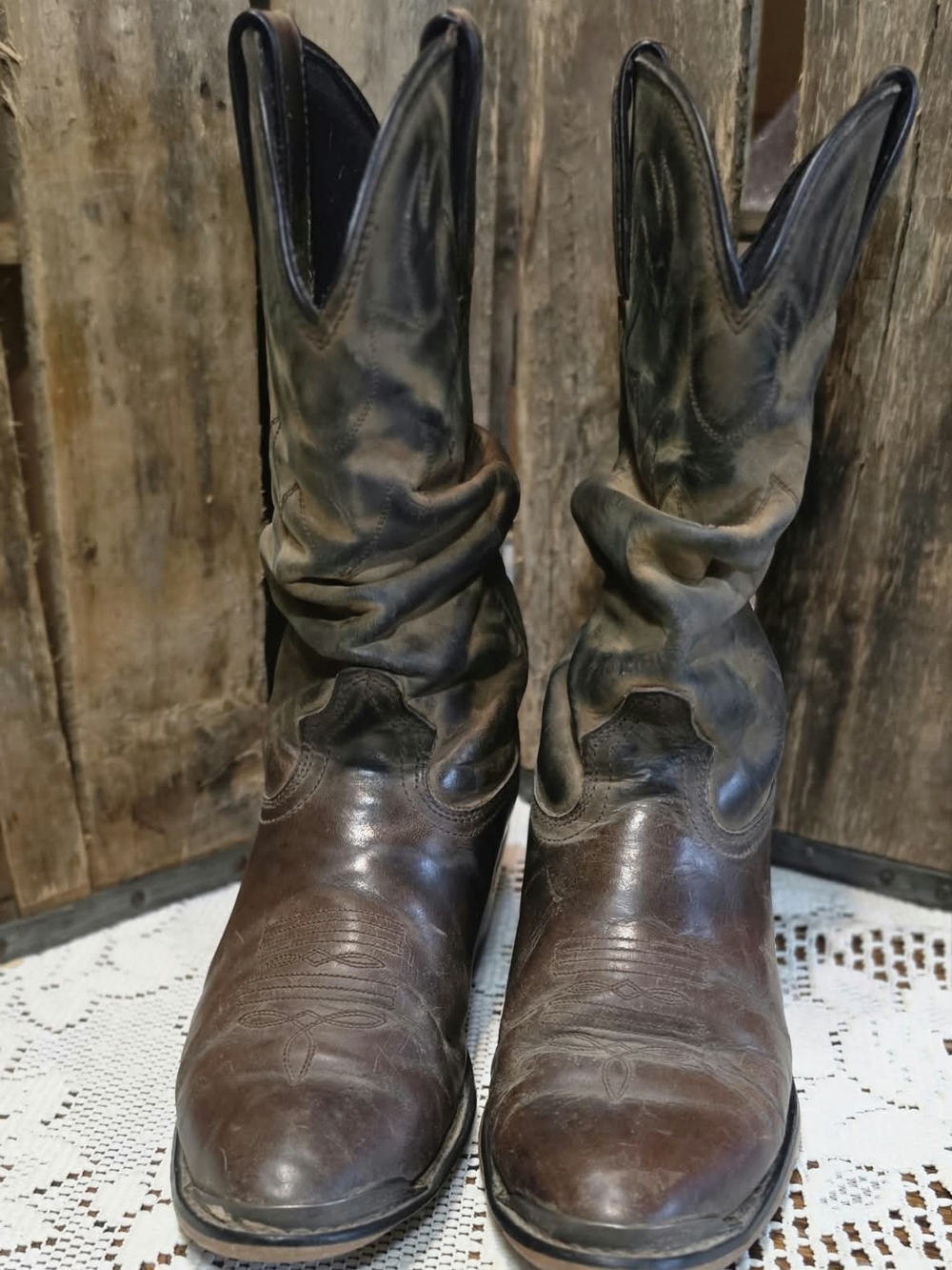 Durango Brown Leather Western Pull-On Cowboy Boots